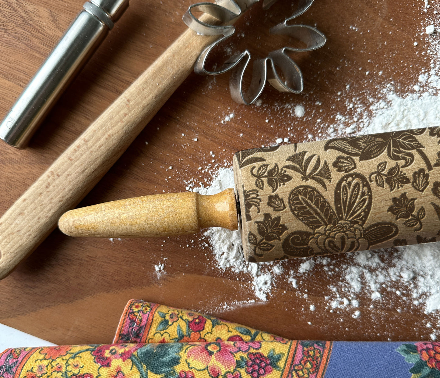 Paisley Floral Rolling Pin SVG Laser File