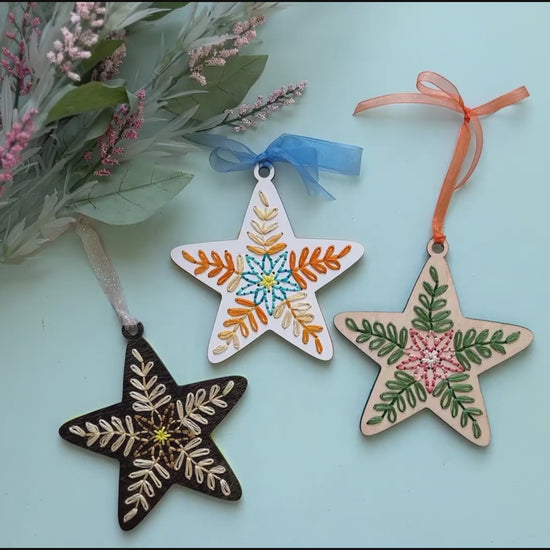 Folk art star embroidery ornament video