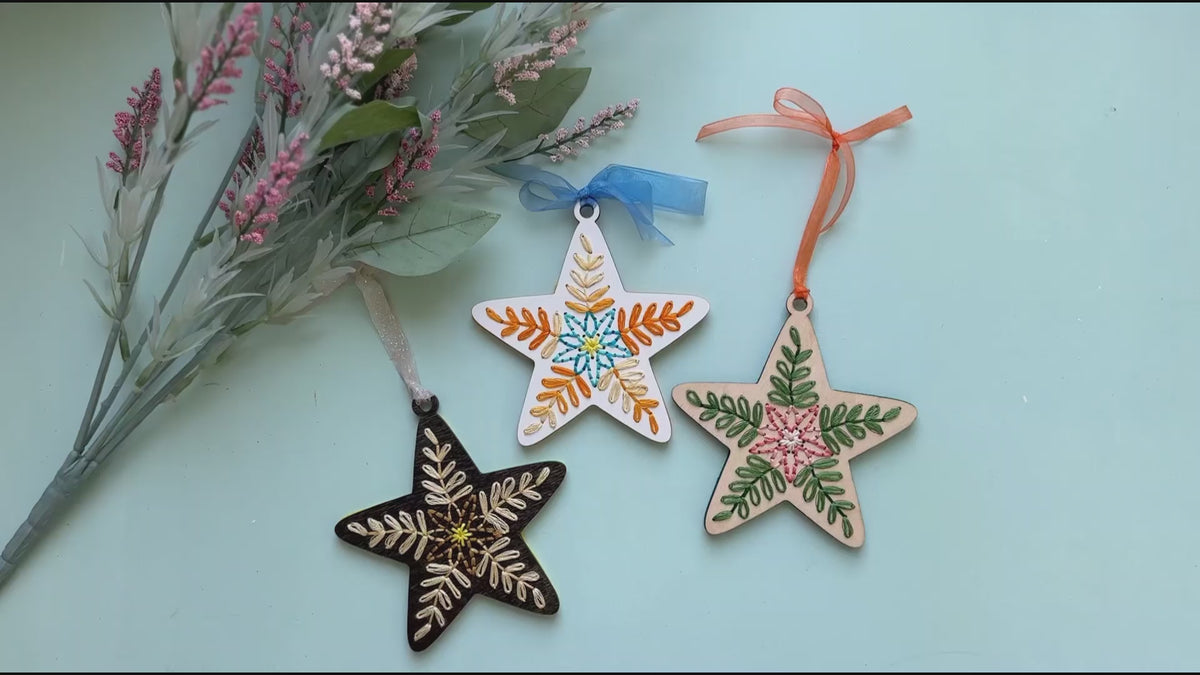 Folk art star embroidery ornament video