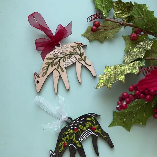 Folk art deer embroidery ornament video