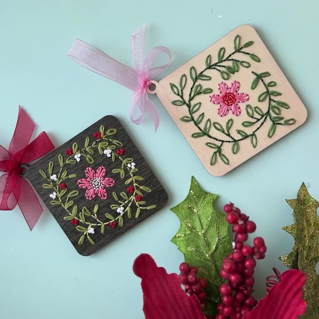 Floral wreath embroidery ornament video 2