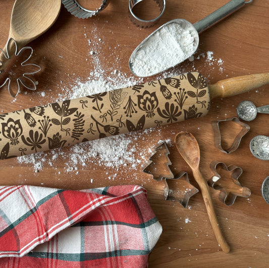 Woodland Folk Art Rolling Pin SVG Laser File
